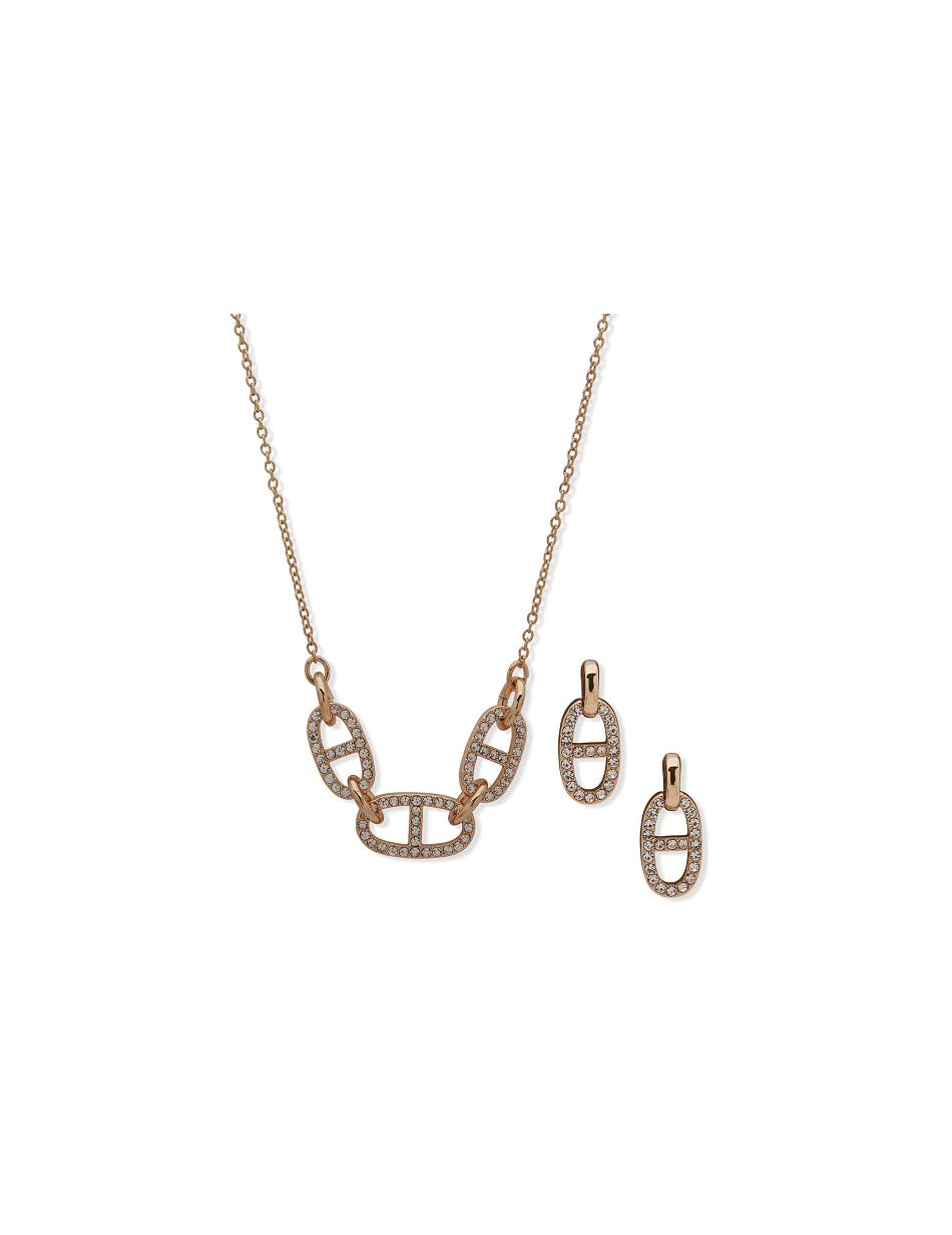 Ensembles de bijoux Anne Klein Links Necklace and Earring Set in Pouch   | PNI-4273624